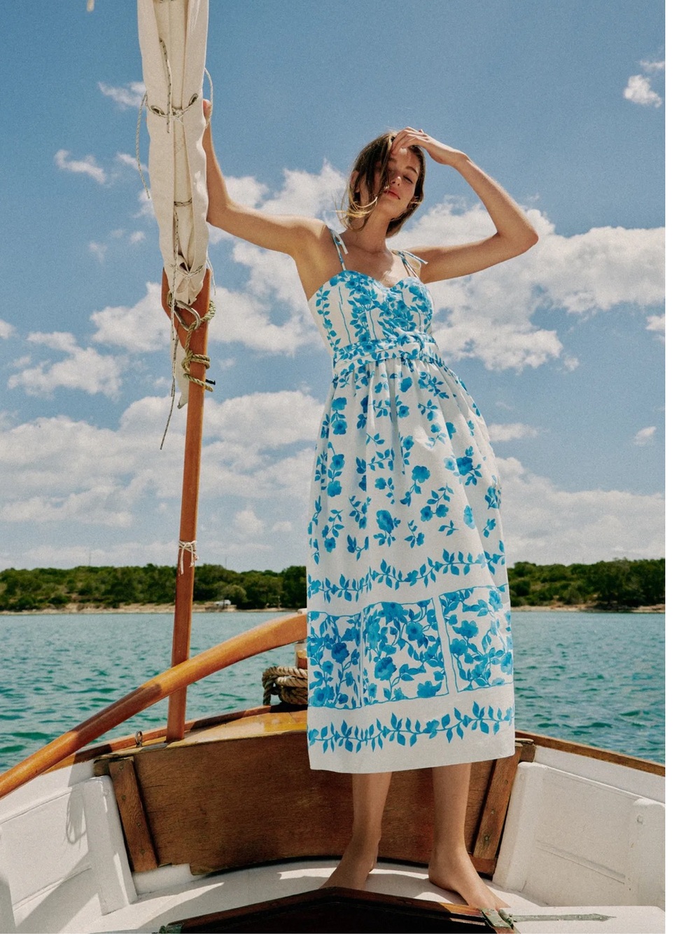 Zara Printed Poplin Midi Dress
